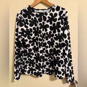 Marimekko Black and White Abstract Long Sleeve Top